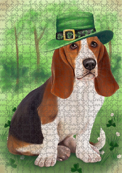 St. Patricks Day Irish Portrait Basset Hound Dog Puzzle with Photo Tin PUZL51627