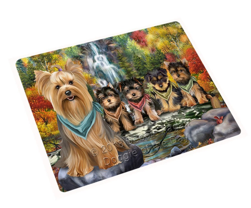 Scenic Waterfall Yorkshire Terriers Dog Large Refrigerator / Dishwasher Magnet RMAG56916