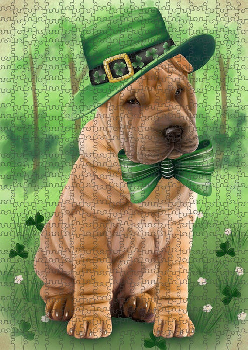 St. Patricks Day Irish Portrait Shar Pei Dog Puzzle with Photo Tin PUZL51873 (300 pc. 11" x 14")