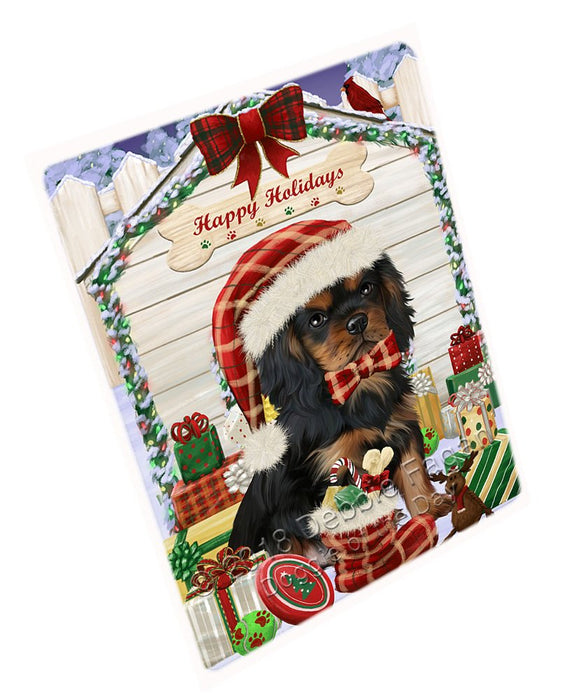 Happy Holidays Christmas Cavalier King Charles Spaniel Dog House With Presents Magnet Mini (3.5" x 2") MAG58452