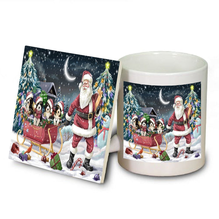 Santa Sled Dogs Bernedoodle Christmas Mug and Coaster Set MUC0486