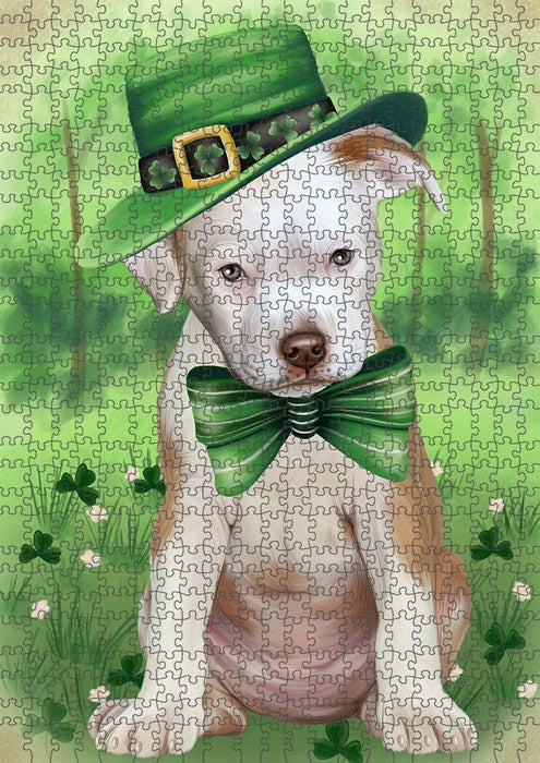 St. Patricks Day Irish Portrait Pit Bull Dog Puzzle with Photo Tin PUZL51744
