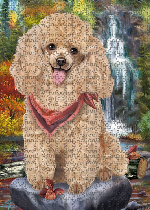 Scenic Waterfall Poodle Dog Puzzle with Photo Tin PUZL52320