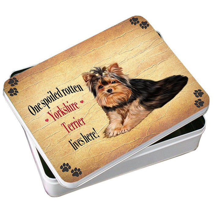 Yorkshire Terrier Spoiled Rotten Dog Photo Storage Tin