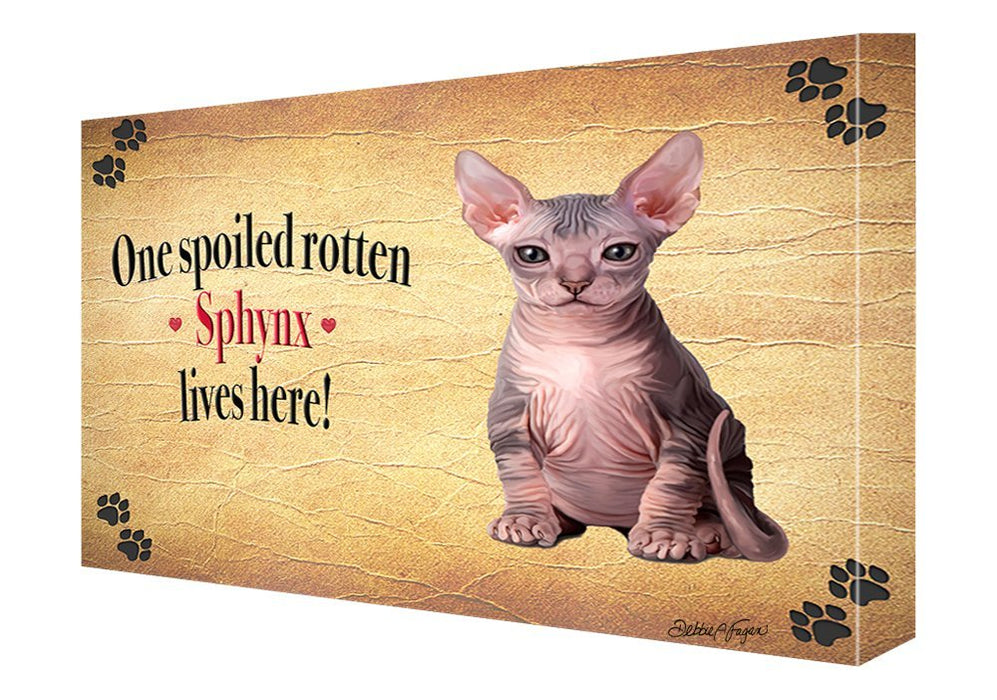 Sphynx Spoiled Rotten Cat Painting Printed on Canvas Wall Art Signed