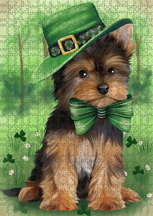 St. Patricks Day Irish Portrait Yorkshire Terrier Dog Puzzle with Photo Tin PUZL52023