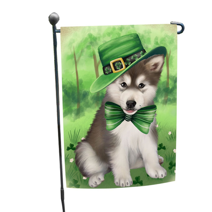 St Patricks Day Irish Portrait Alaskan Malamute Dog Garden Flag GFLG48083