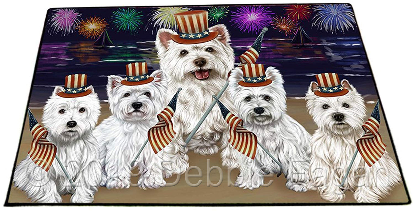 4th of July Independence Day Firework West Highland Terriers Dog Floormat FLMS50016