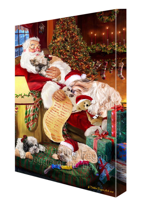 Shih Tzu Dog and Puppies Sleeping with Santa Canvas Gallery Wrap 1.5" Inch