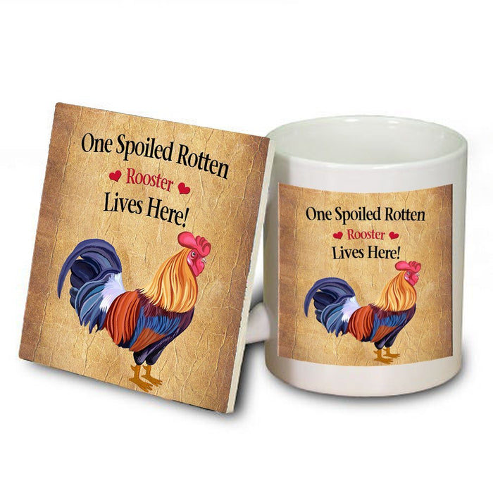 Spoiled Rotten Rooster Mug and Coaster Set