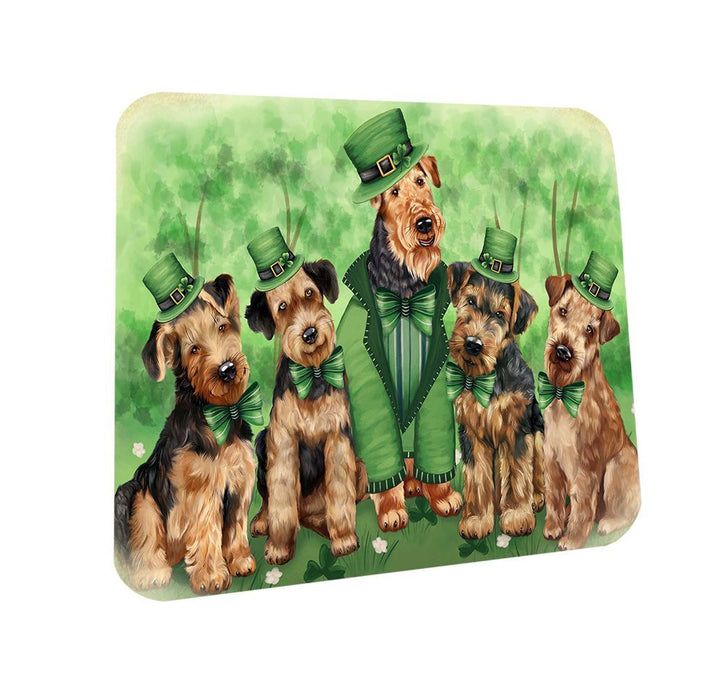 St. Patricks Day Irish Family Portrait Airedale Terriers Dog Coasters Set of 4 CST48407