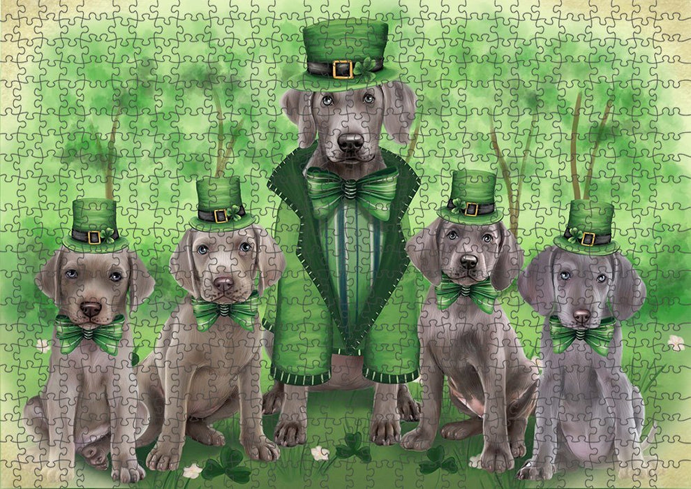 St. Patricks Day Irish Family Portrait Weimaraners Dog Puzzle with Photo Tin PUZL51984