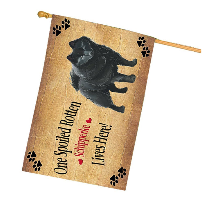 Schipperke Spoiled Rotten Dog House Flag