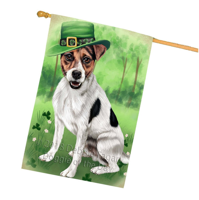 St. Patricks Day Irish Portrait Jack Russell Terrier Dog House Flag FLG48785