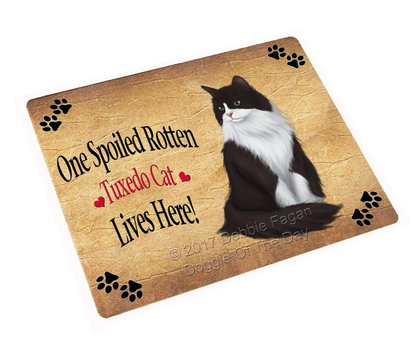 Spoiled Rotten Tuxedo Cat Tempered Cutting Board