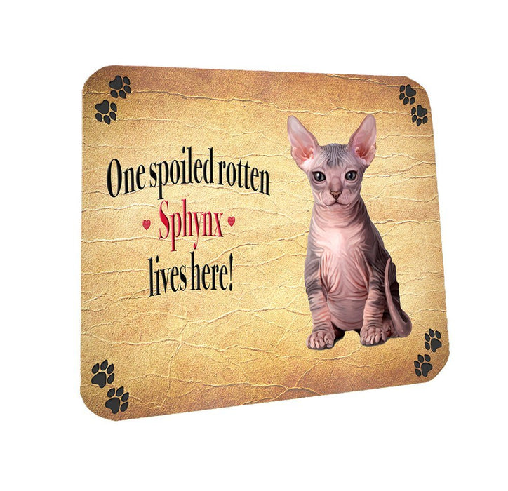 Spoiled Rotten Sphynx Cat Coasters Set of 4