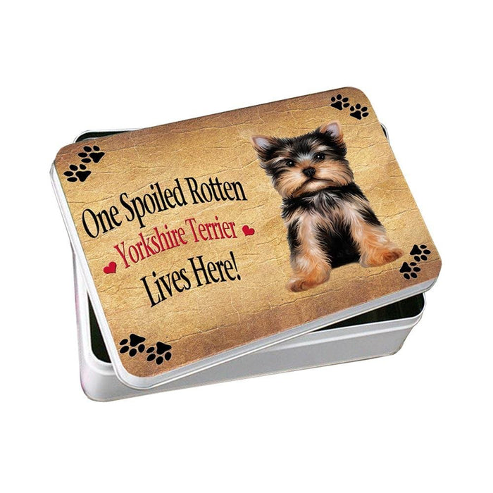 Yorkshire Terrier Spoiled Rotten Dog Photo Storage Tin