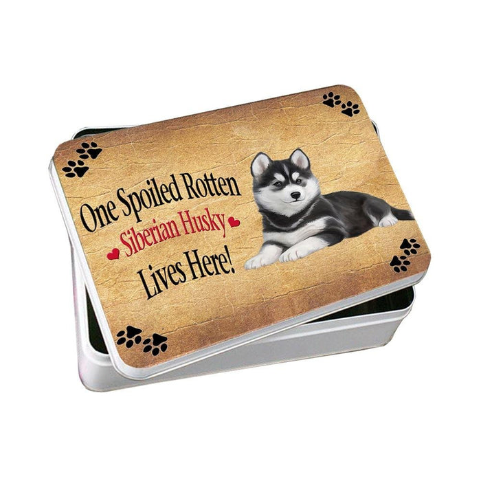 Siberian Husky Spoiled Rotten Dog Photo Storage Tin