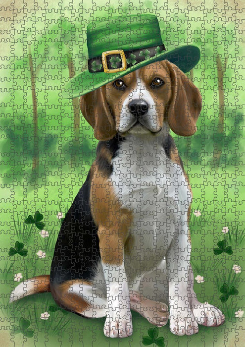 St. Patricks Day Irish Portrait Beagle Dog Puzzle with Photo Tin PUZL51642