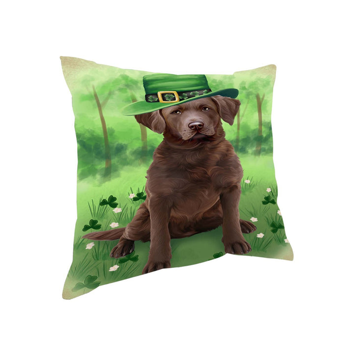 St. Patricks Day Irish Portrait Chesapeake Bay Retriever Dog Pillow PIL50932