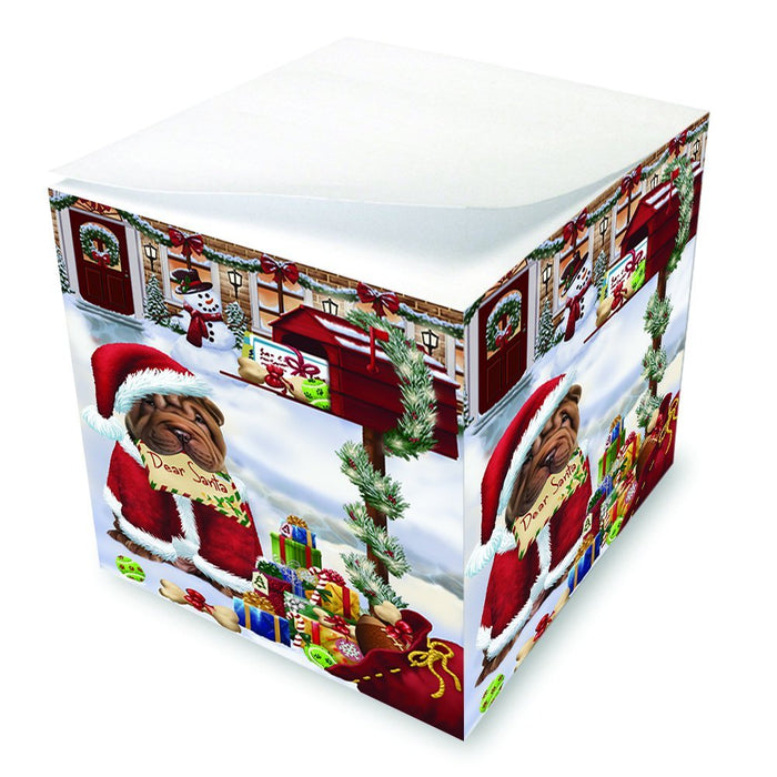 Shar Pei Dear Santa Letter Christmas Holiday Mailbox Dog Note Cube D105