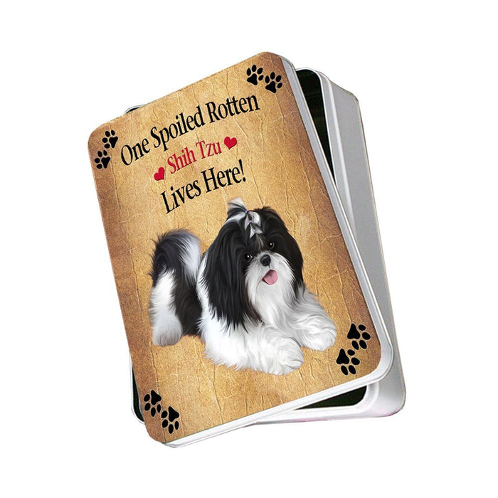 Shih Tzu Spoiled Rotten Dog Photo Storage Tin