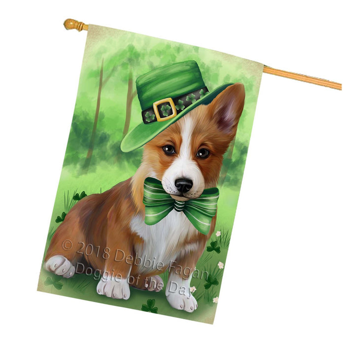 St. Patricks Day Irish Portrait Corgie Dog House Flag FLG48753