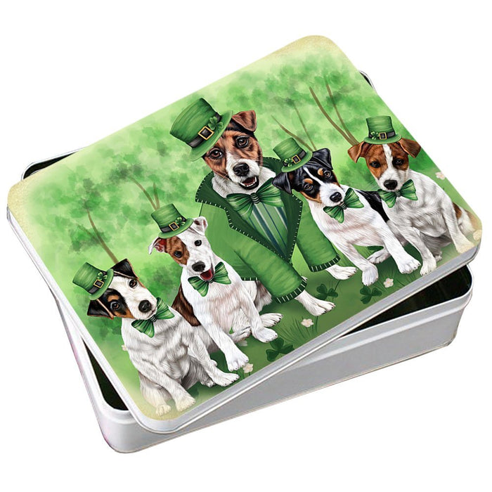 St. Patricks Day Irish Family Portrait Jack Russell Terriers Dog Photo Storage Tin PITN48821