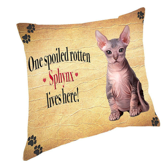 Sphynx Spoiled Rotten Cat Throw Pillow
