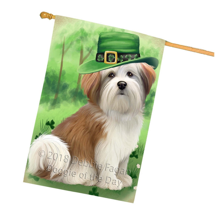 St. Patricks Day Irish Portrait Malti Tzu Dog House Flag FLG48800