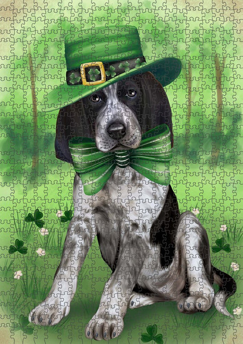 St. Patricks Day Irish Portrait Bluetick Coonhound Dog Puzzle with Photo Tin PUZL51693