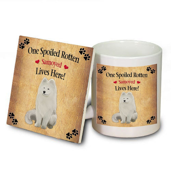 Samoyed Spoiled Rotten Dog Mug and Coaster Set