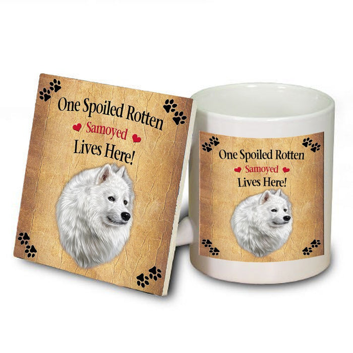 Samoyed Spoiled Rotten Dog Mug and Coaster Set