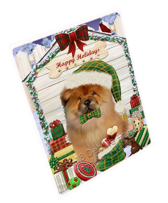 Happy Holidays Christmas Chow Chow Dog House With Presents Magnet Mini (3.5" x 2") MAG58482