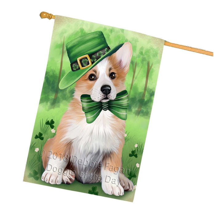 St. Patricks Day Irish Portrait Corgie Dog House Flag FLG48756