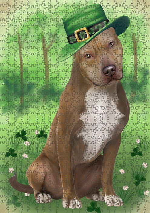 St. Patricks Day Irish Portrait Pit Bull Dog Puzzle with Photo Tin PUZL51729
