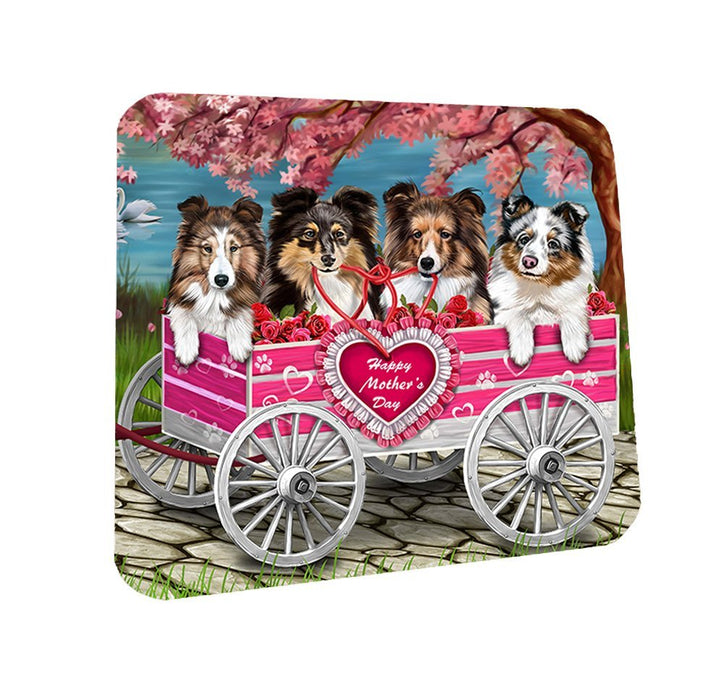 Shelties w/ Puppies Mother's Day Dogs Coasters (Set of 4)