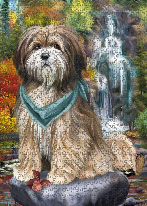 Scenic Waterfall Tibetan Terrier Dog Puzzle with Photo Tin PUZL52473