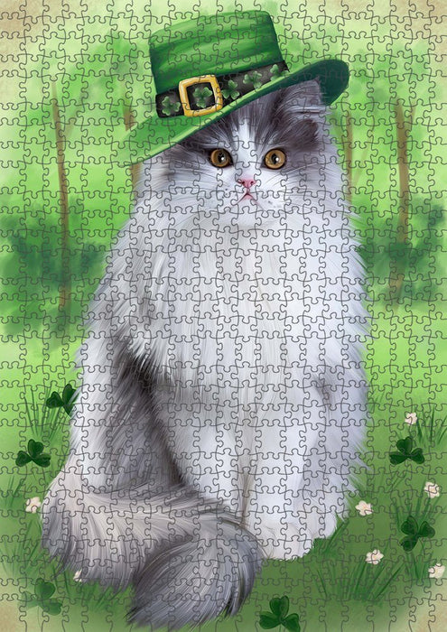 St. Patricks Day Irish Portrait Persian Cat Puzzle with Photo Tin PUZL51711