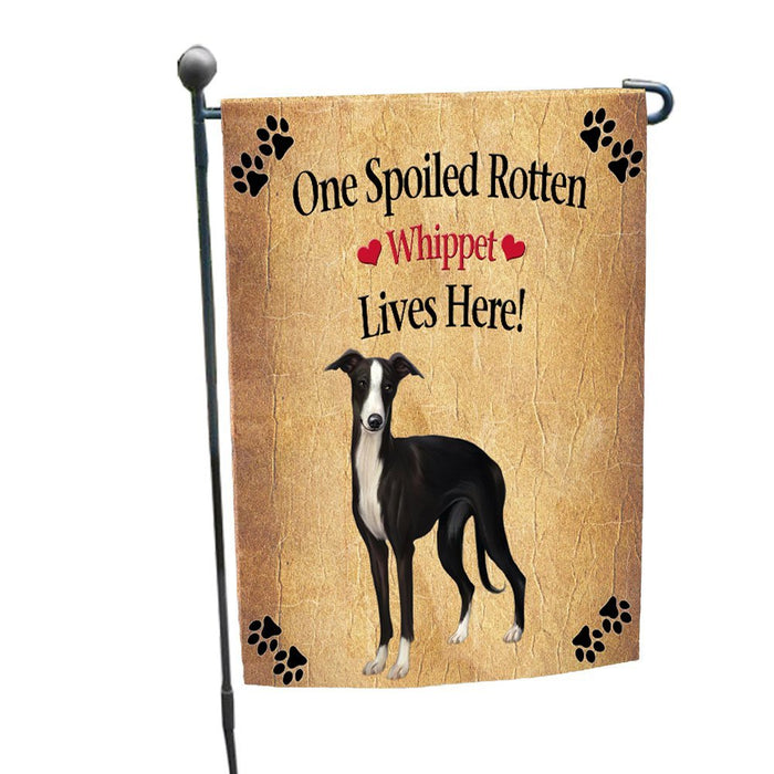 Spoiled Rotten Whippet Black And White Dog Garden Flag