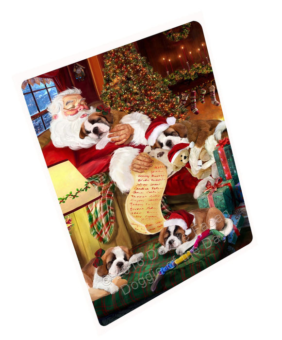 Saint Bernard Dog and Puppies Sleeping with Santa Magnet