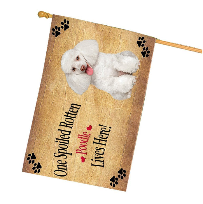 Spoiled Rotten White Poodle Dog House Flag