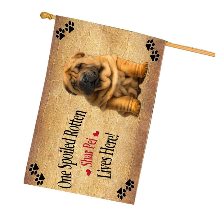 Spoiled Rotten Shar Pei Puppy Dog House Flag