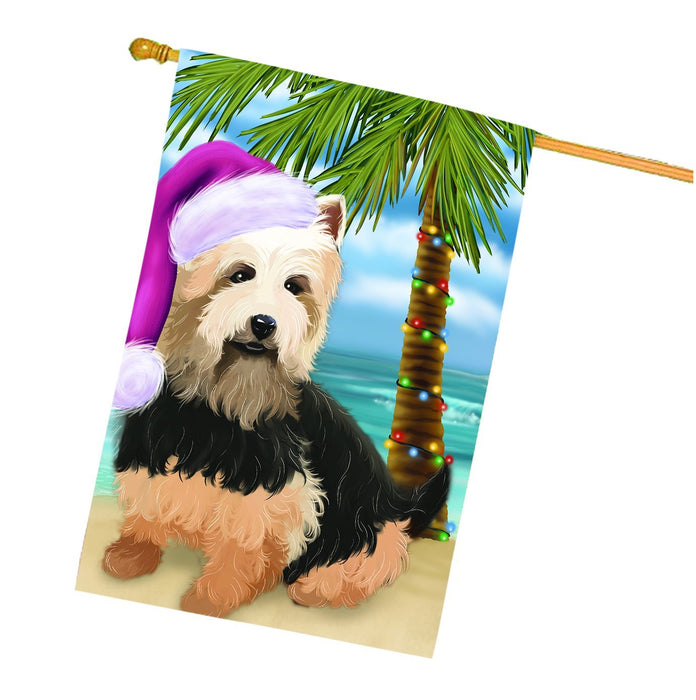 Summertime Happy Holidays Christmas Australian Terriers Dog on Tropical Island Beach House Flag