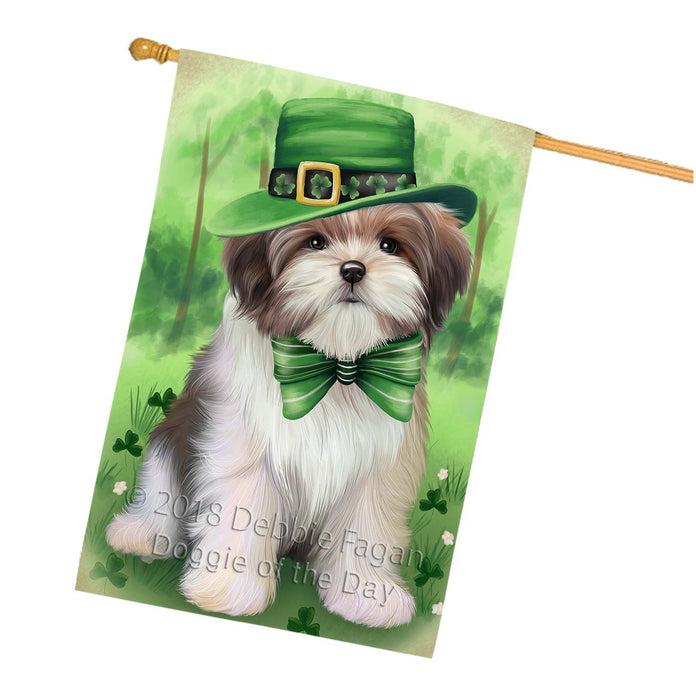 St. Patricks Day Irish Portrait Malti Tzu Dog House Flag FLG48804