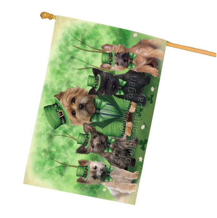 St. Patricks Day Irish Family Portrait Cairn Terriers Dog House Flag FLG48724