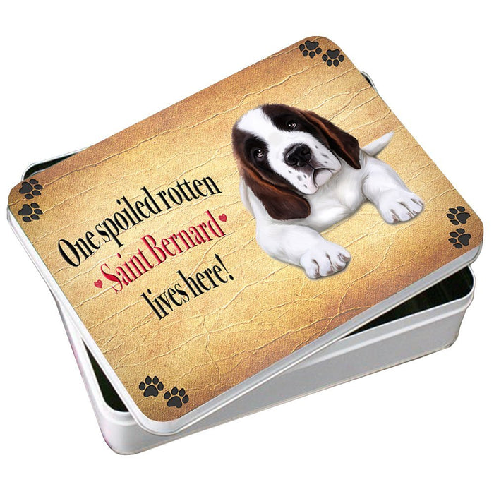 Saint Bernard Spoiled Rotten Dog Photo Storage Tin