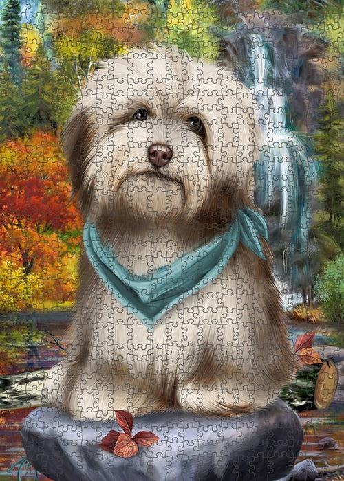 Scenic Waterfall Havanese Dog Puzzle with Photo Tin PUZL52221