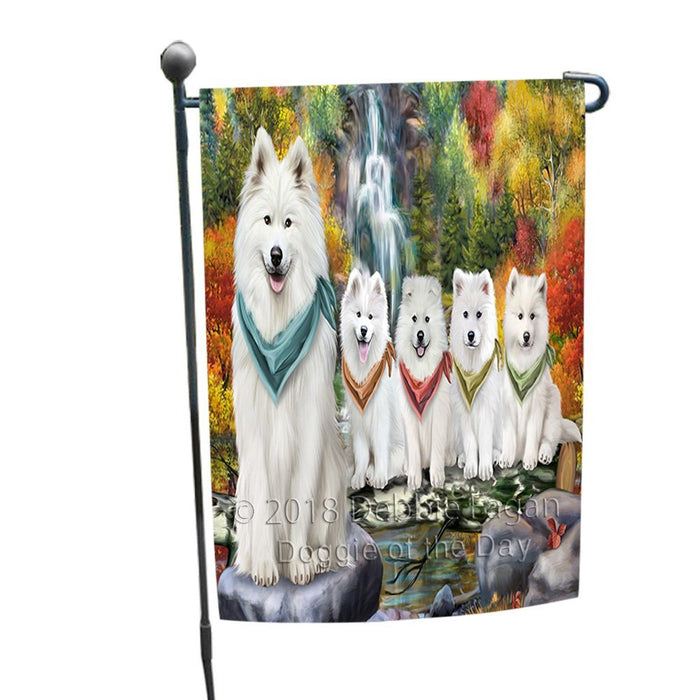 Scenic Waterfall Samoyeds Dog Garden Flag GFLG49317