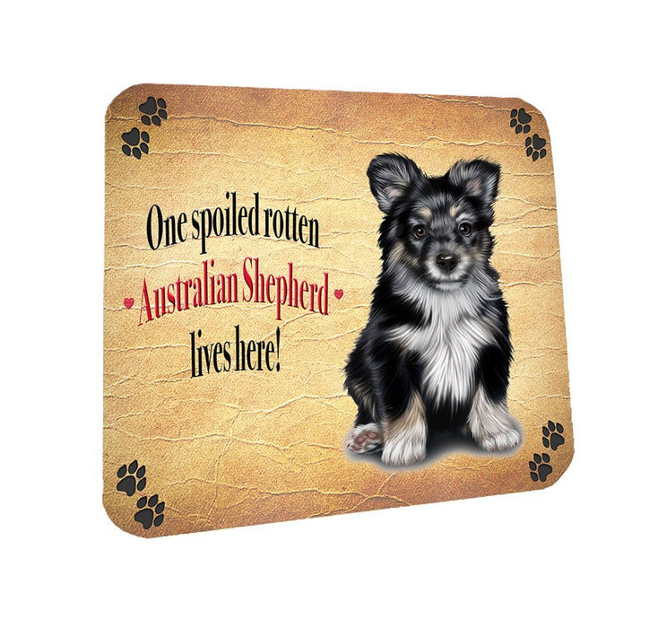 Spoiled Rotten Australian Shepherd Black Dog Coasters Set of 4